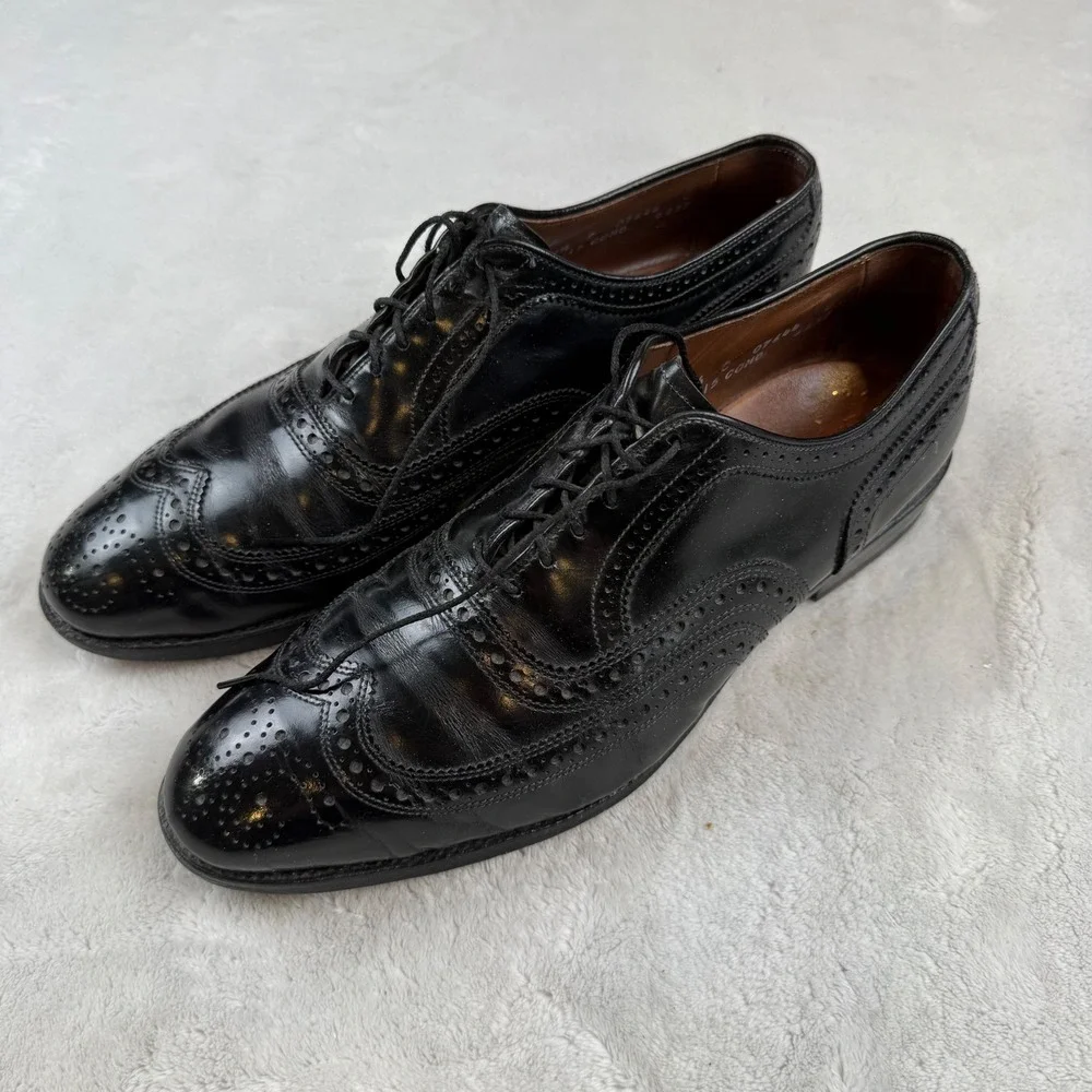 Allen Edmonds McAllister Black Leather Wingtip Oxford Shoes‎ 6215 Mens 9.5 C